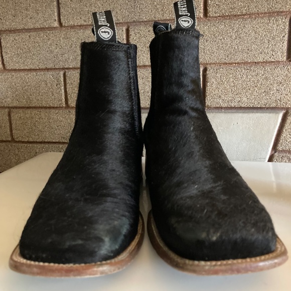 Western Calf Hide Mexican Square Toe Chelsea Cowboy Boots Men’s Size 8.5 - Picture 4 of 11